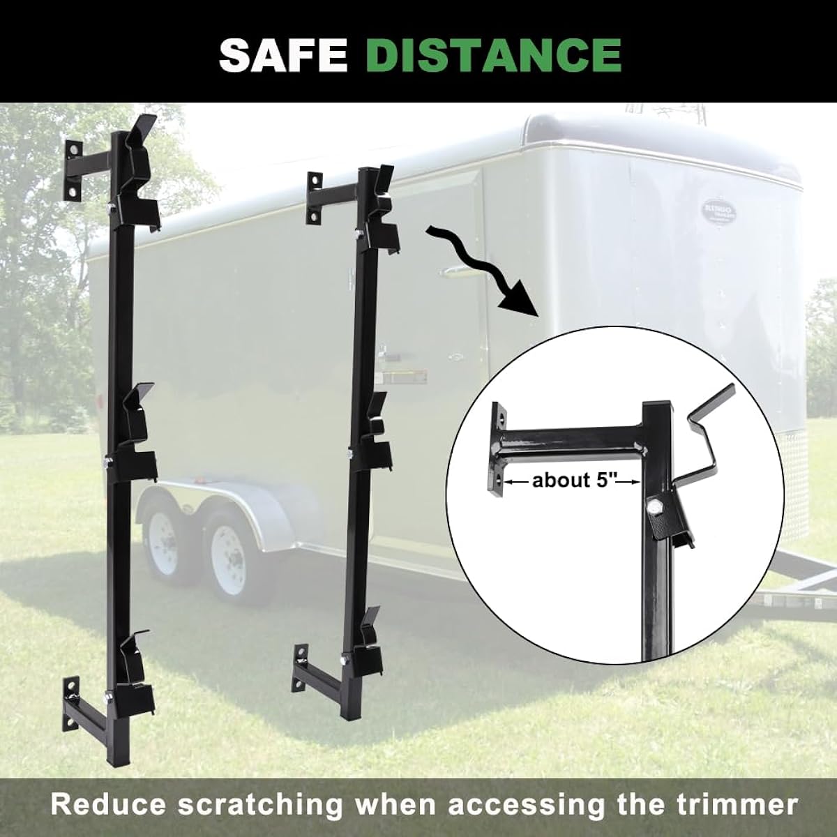 vikofan Trimmer Rack 3-Place Trimmer Rack for Enclosed Trailers Wall Trimmer Rack Weeder Rack with Lock