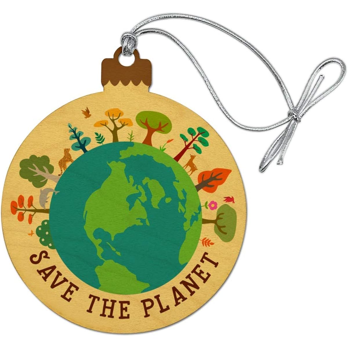 Planet Illustration Save Save Wood Christmas Tree Holiday Ornament