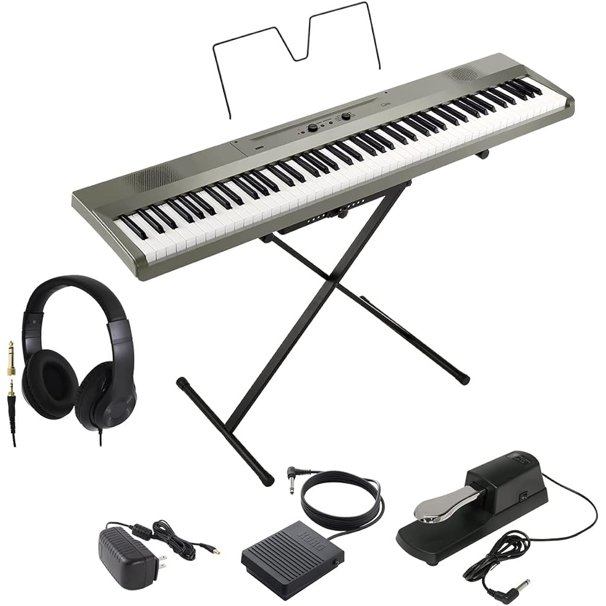 KORG L1SP MS Metallic Silver Keyboard Electronic Piano 88 Keys L1SP Headphones and Damper Pedal Set KORG