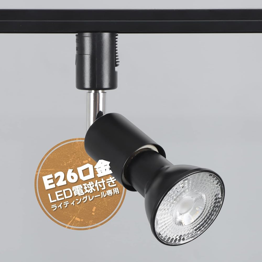 szbritelight Spotlight e26 Duct Rail Light with Bulb Duct Rail Lighting Fixture Lighting Rail PAR20 Reflex Ball Type with Lamp LED Bulb + Fixture Set (Black, Light Bulb Color Set of 6)