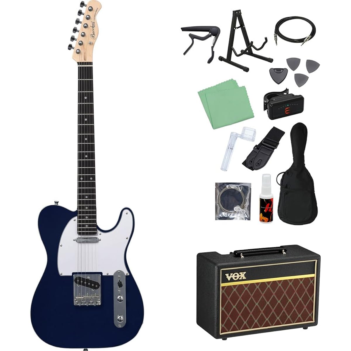Bacchus BTC-1R DLPB Electric Guitar Beginner 14-Piece Set [With VOX Amplifier] Dark Lake Placid Blue Bacchus