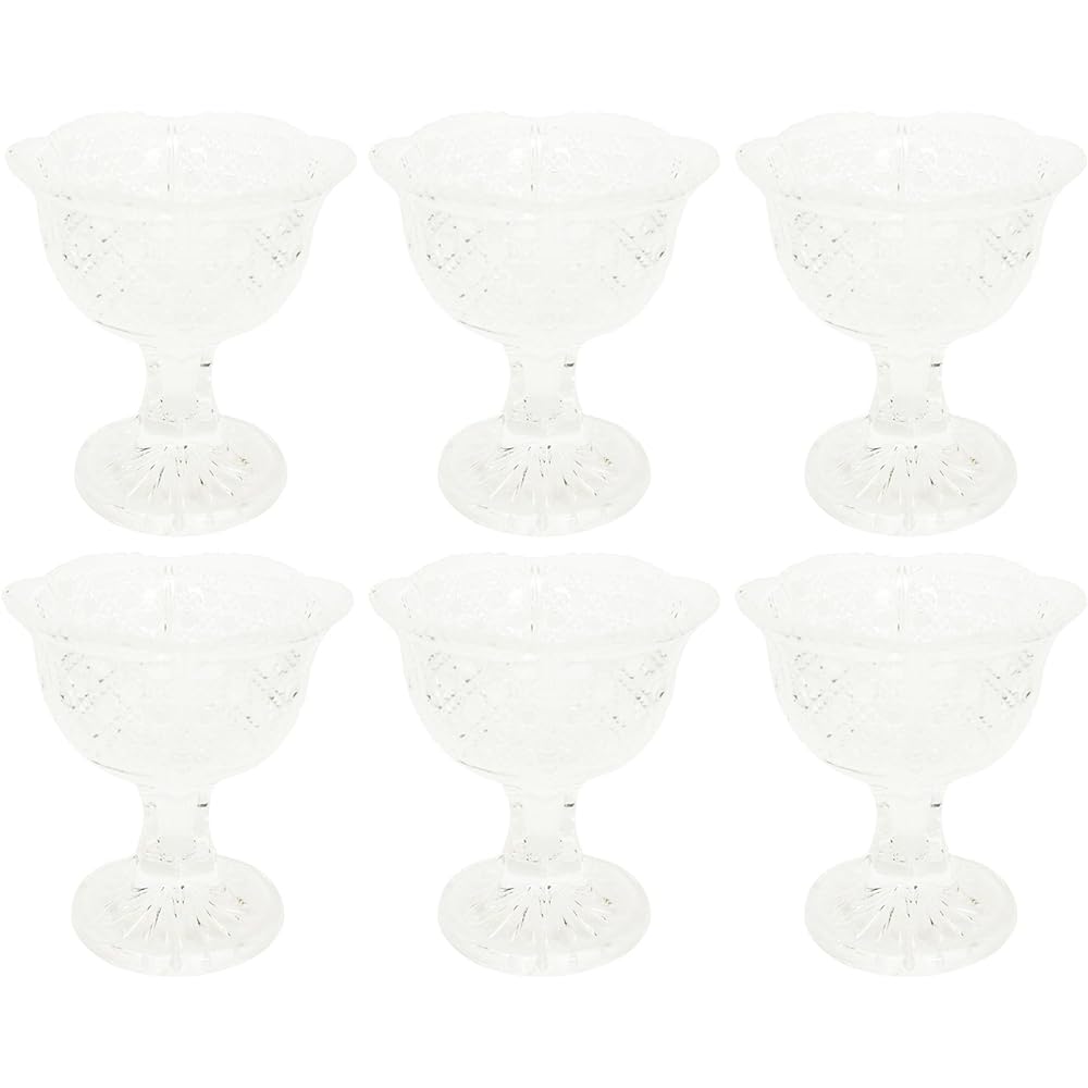 Adelia Cup with Stand, Clear, Maximum 7.5 x Height 9.8cm, Horse Cup, Delicacy with Lid, Set of 6, Crystal Glass, Made in Japan F-70198