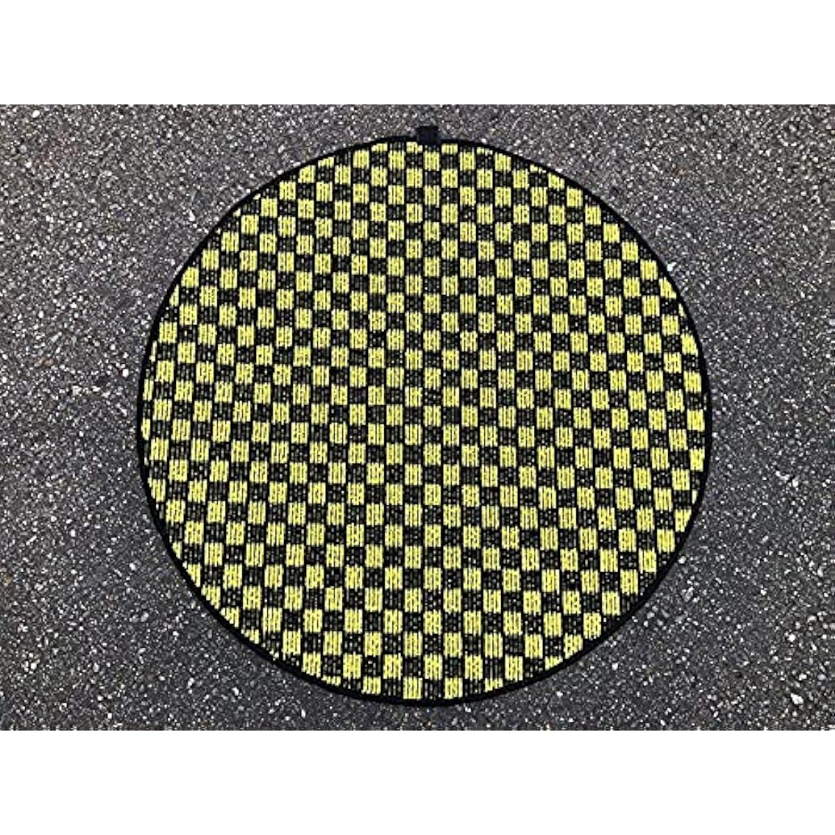No flying! Drone mat, 1 piece, diameter 90cm, checkered series, black x yellow, landing pad, design registration pending, DRONE LANDING PAD