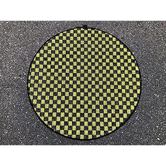 No flying! Drone mat, 1 piece, diameter 90cm, checkered series, black x yellow, landing pad, design registration pending, DRONE LANDING PAD
