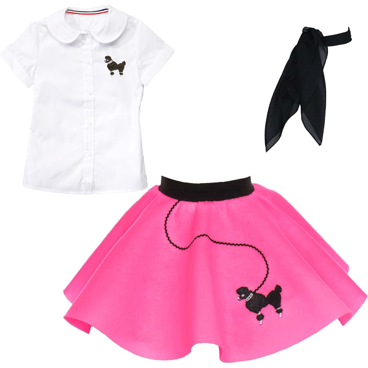 Toddler Poodle Skirt Three Piece Costume Set