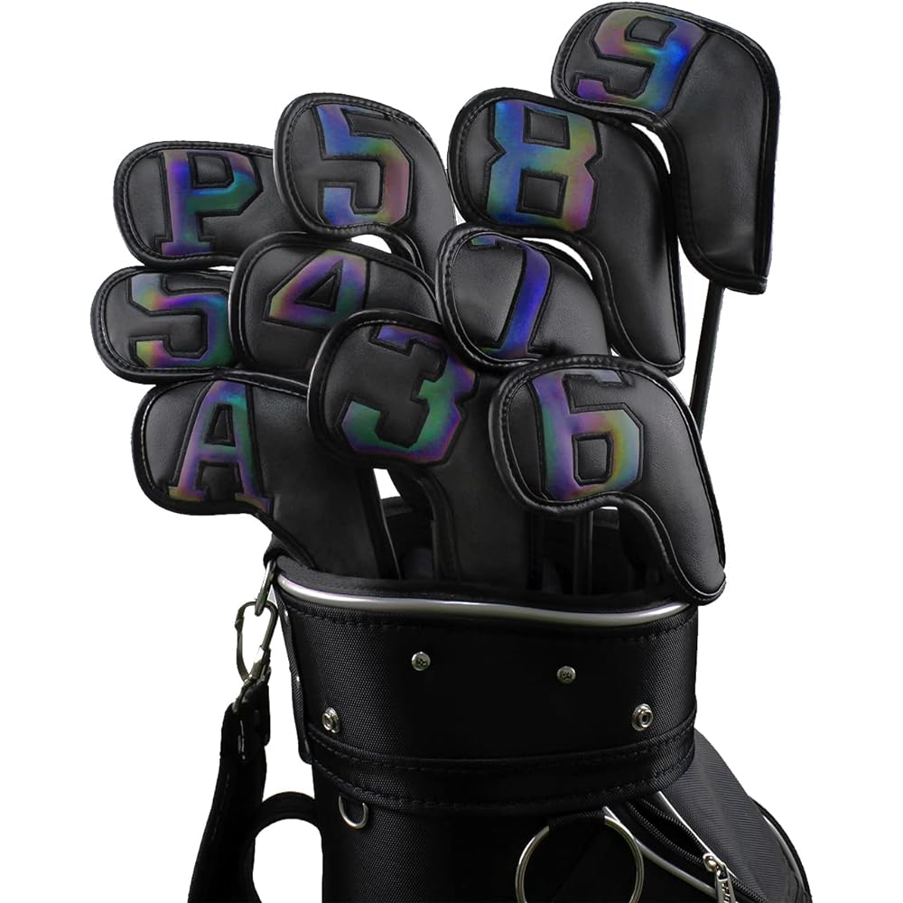 Scott Edward 10PCS Wedge Iron Golf Headcover Set PU Waterproof and Durable Strong Magnetic, Large Numbers Suitable for Most Brand Clubs