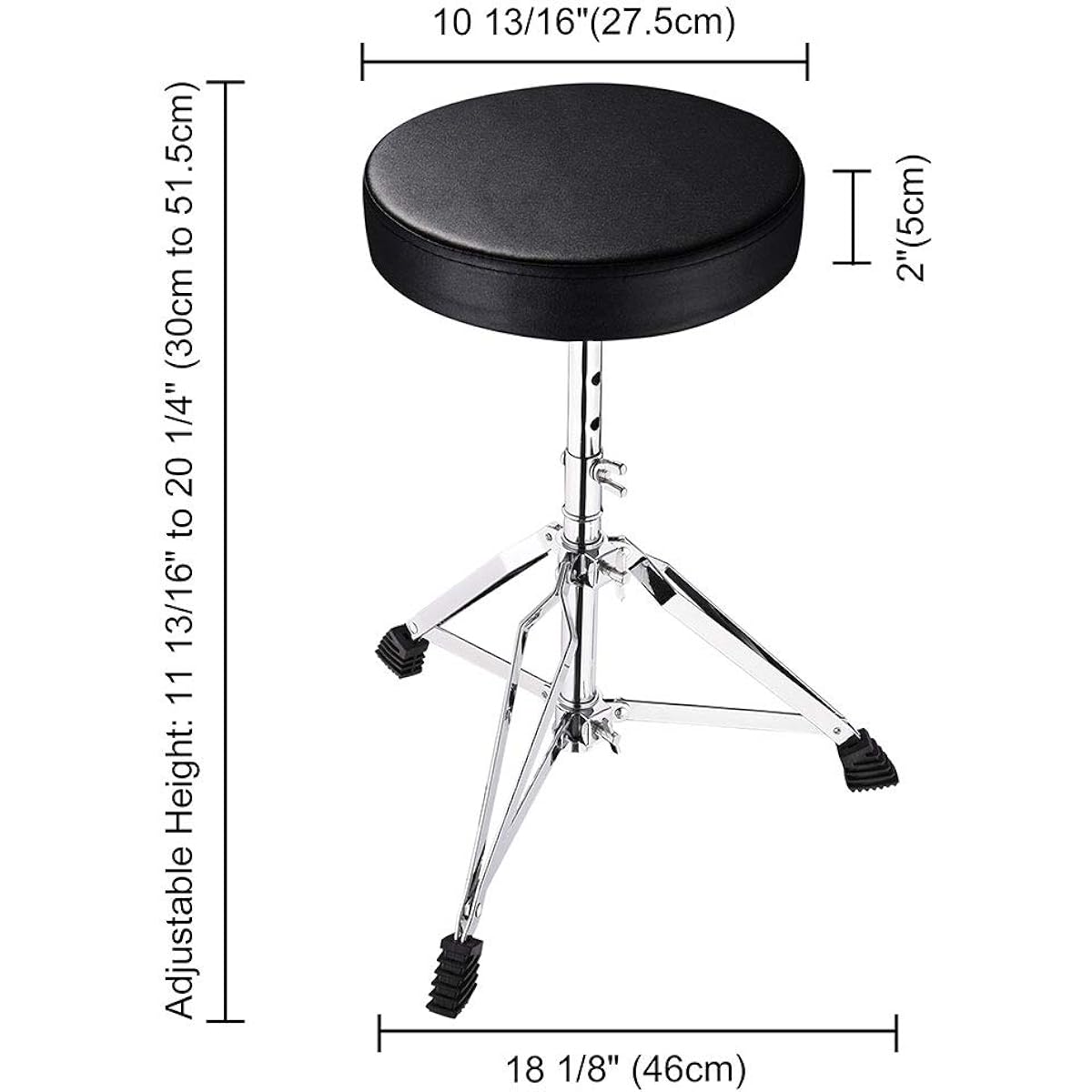 AW Drum Throne Padded Seat Drummer Stool Round Chair 12"~20" Height Adjustable Foldable Stand Percussion Accessories