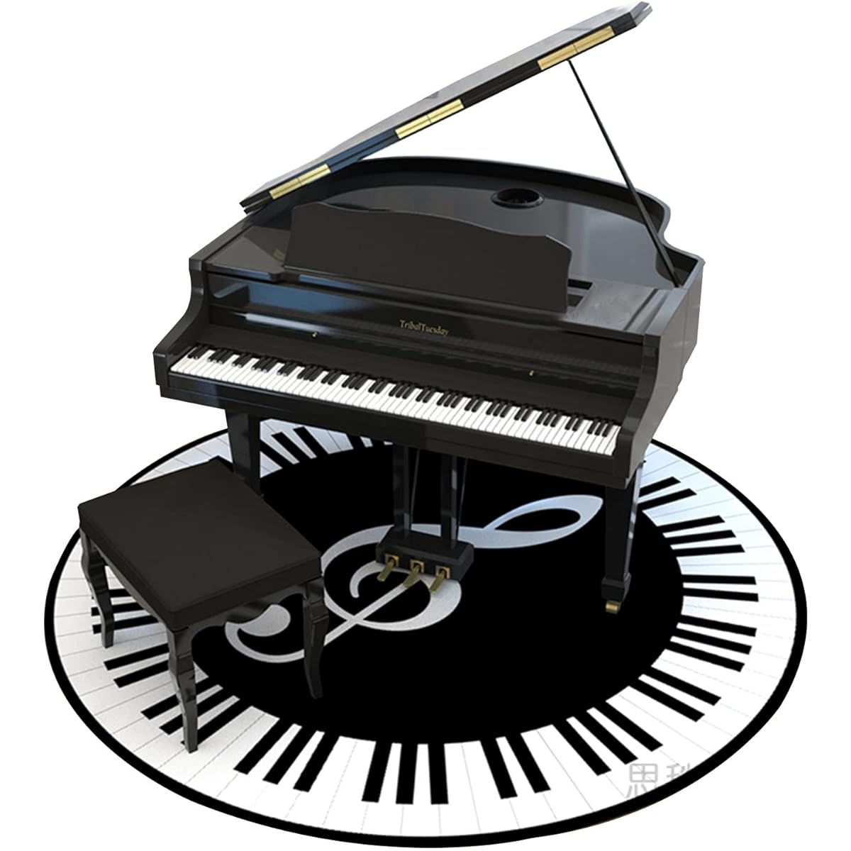 Carpet Drum Carpet Piano Rug Set, Soundproof Damping Floor Mat Thick Carpet for Upright Piano, Indoor Music Room Round Door Mat Long 1.6m (Size: Diameter 120CM)