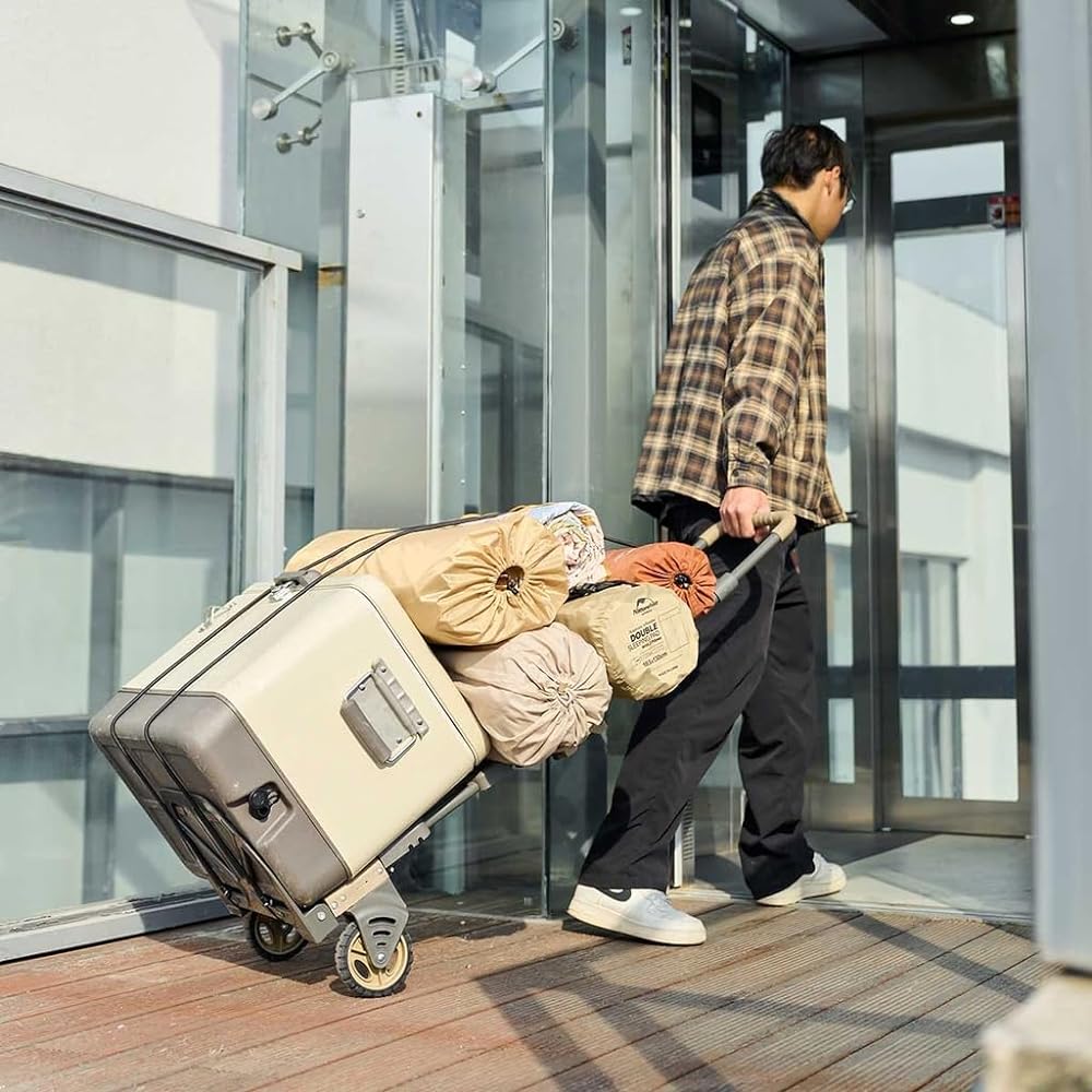 Naturehike BBQ Folding Carry Cart, Load Capacity 120kg, Three Usage Patterns, Handle Height Adjustable, One-Touch Convergence Type, Double Bearing, All Terrain Compatible, Outdoor Camping, Leisure, BBQ, Sports Day, Outdoor Wagon