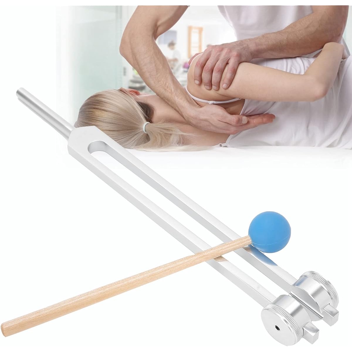 68.05Hz Tuning Fork Set with Storage Bag, Aluminum Alloy Tuning Fork with Wooden Hammer, Stress Relief Sound Healing Tuning Fork
