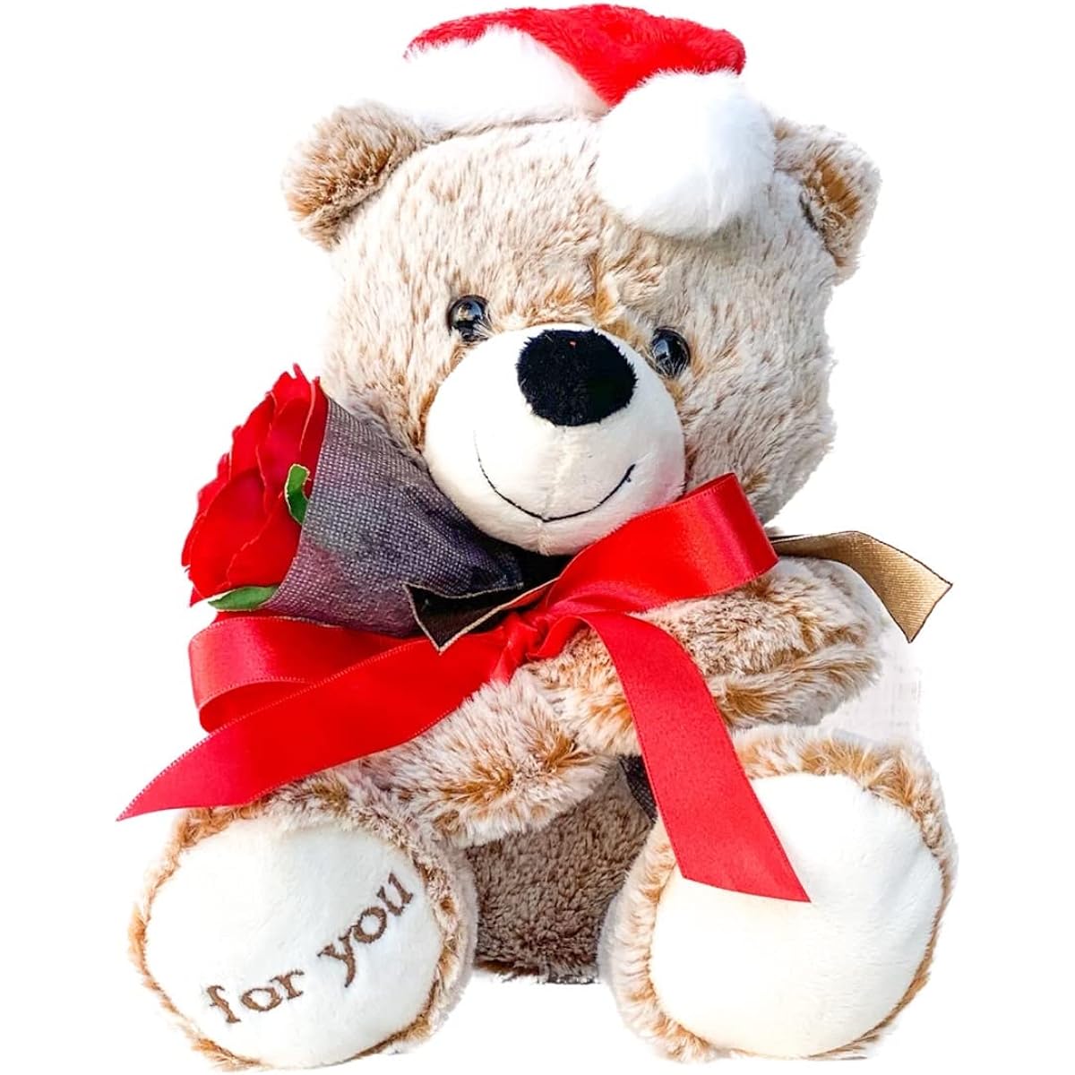Lulu's Christmas Xmas Full Lille Bouquet Bear Stuffed Animal Bear Teddy Bear Artificial Flower Size: W230 x H250 x D200mm Santa Lulu's-0529