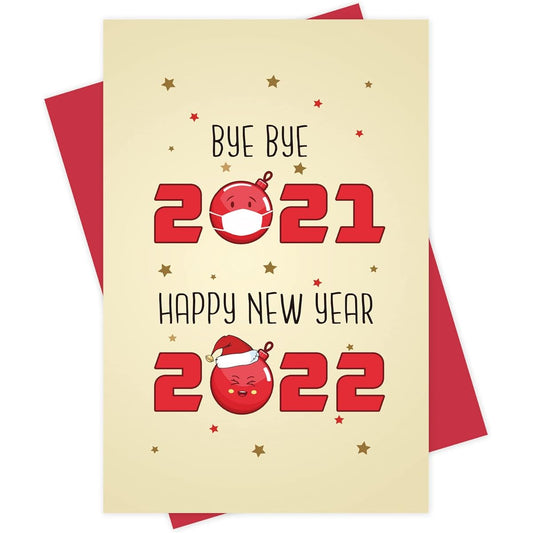2022 Happy New Year Card Hello 2022 Merry Christmas Card Cute New Year Card