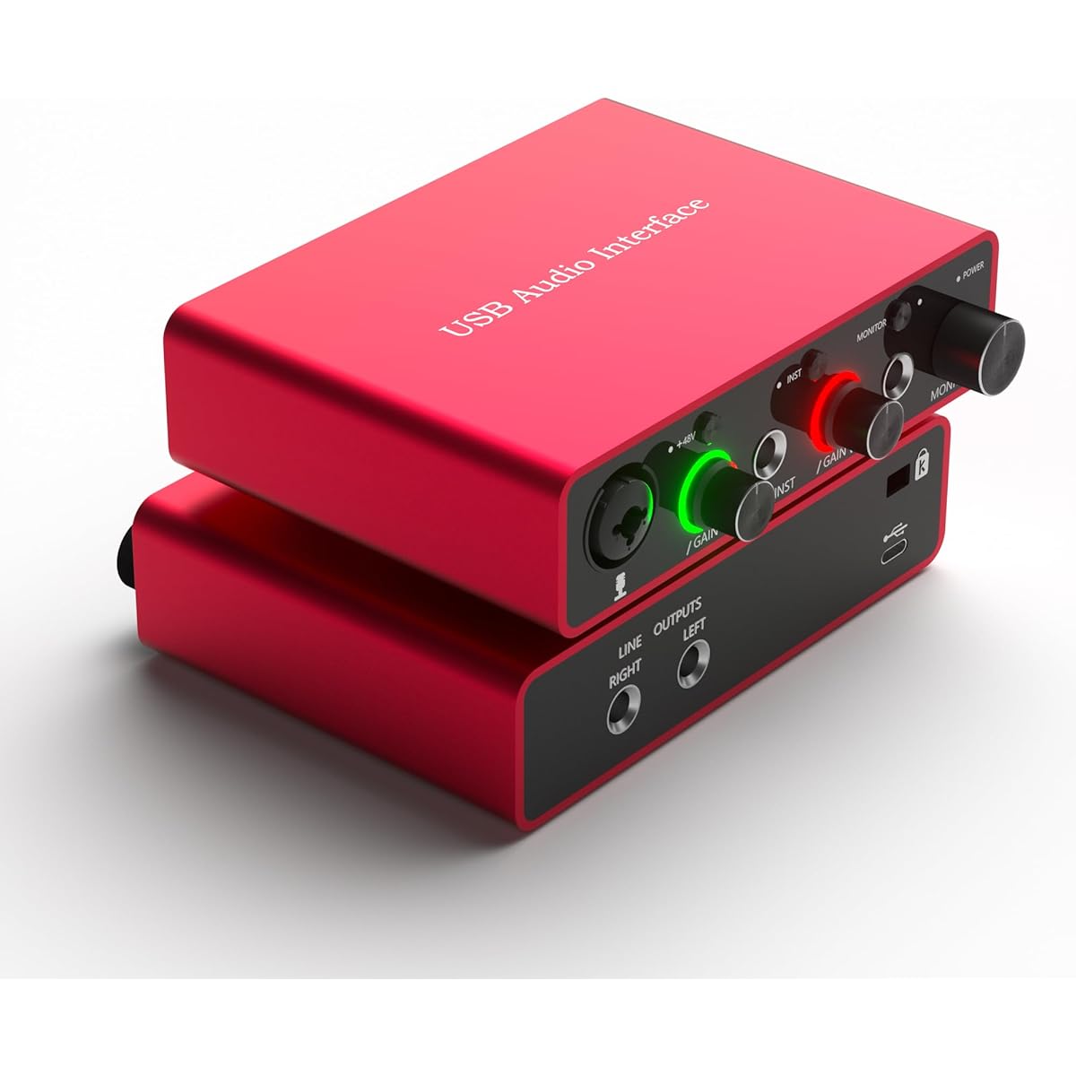OseTub USB Audio Interface Solo 24-bit/192kHz 48V Phantom Power Compatible with Most DAWs and Recording Software USB Audio Interface Perfect for Podcast Recording and Live Streaming Plug and Play, OT-AR001B
