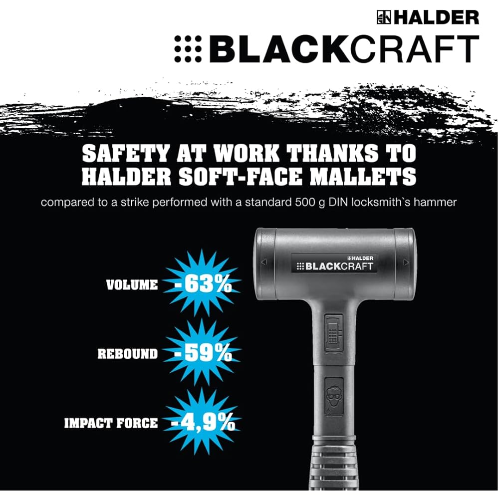 Halder Recoilless Plastic Hammer Black Craft Nylon (White) Diameter 40 Swiss Made