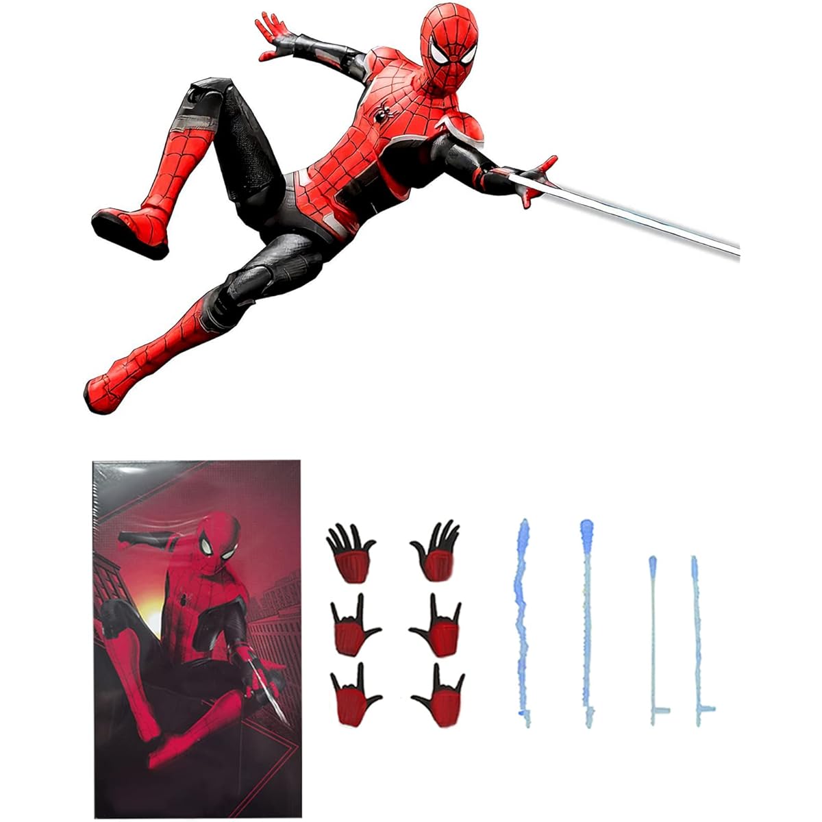 OVONNI 7 Inch No Way Home Spiderman Collectible Action Figure Exquisite Painting 20 Joints Movable Spiderman Toy (1/10 Scale)