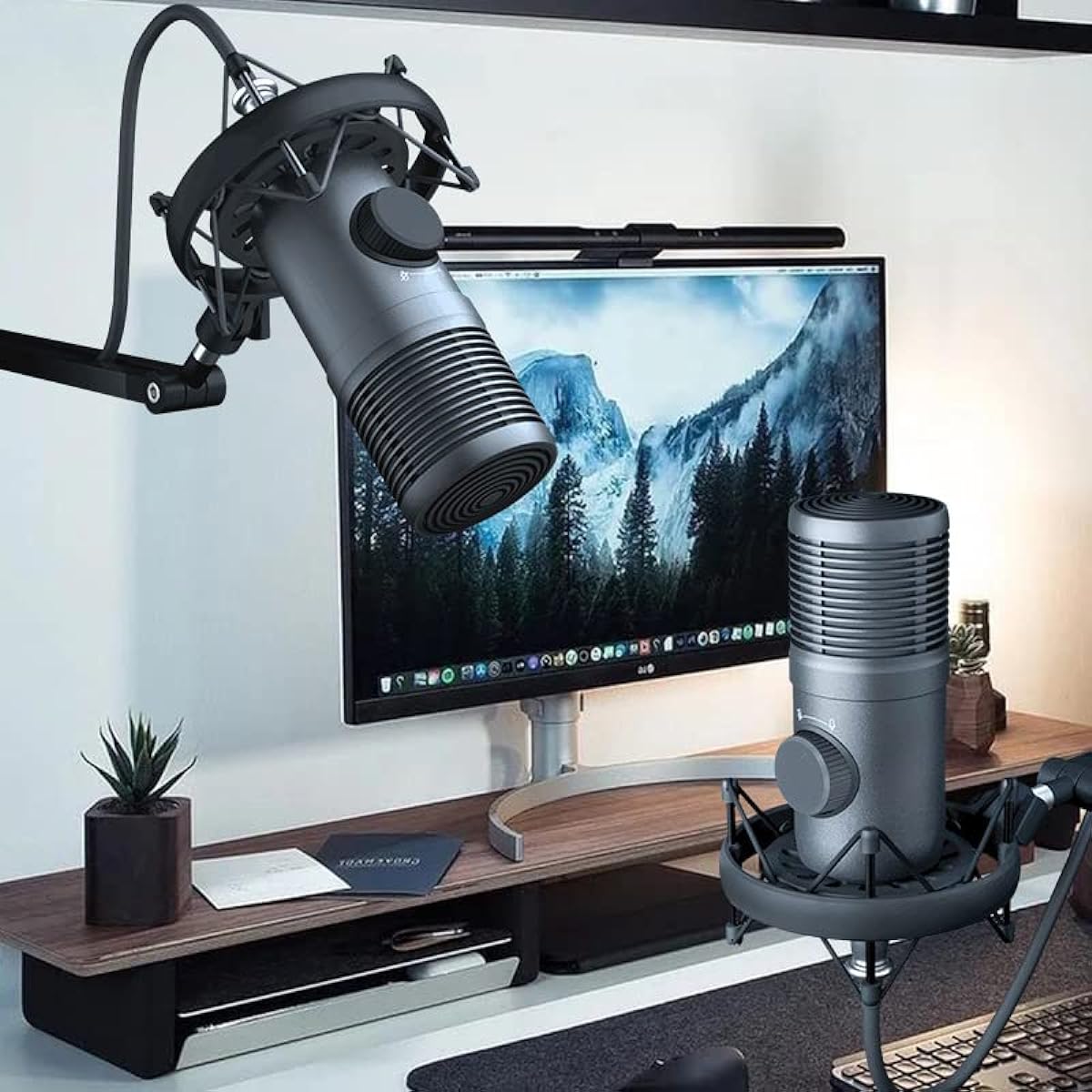 Aokicase USB Sound Card Microphone Hanging Condenser Microphone PC Microphone for Streaming Online Class Live Microphone for YouTube/Tiktok/Ins/Podcast/Recording/Mac/PS4/PS5(Cardioid Pointing) LK-16