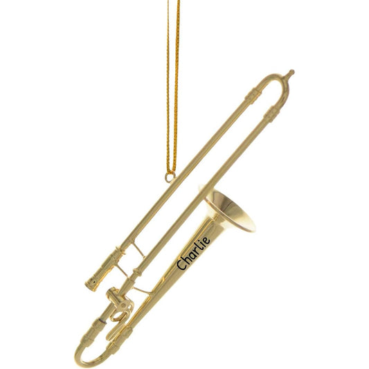 Trombone Christmas Tree Ornament 2020 Gold Brass Musical Instrument Trombone Music Ensemble Performance Woodwind 1st Occupation Teacher Miniature Broadway Gift Year Customizable