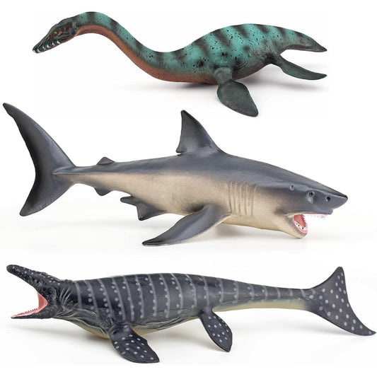 Mosasaurus Large Replica 10 Inch 3 Pieces Prehistoric Sea Creature Toy Kids Gift Shark Figure Sea Life Collection Sea Animal Toddler Boys Dinosaur Toy