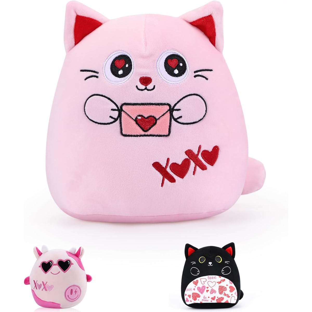 refavor Valentine's Day Plush Toys - 8" Valentine Plush Toy Gifts Pink Valentine Cat Plush Toy Valentine's Day Stuffed Animals Valentine Plush Toy Cat Pillow Gifts for Girlfriend and Kids