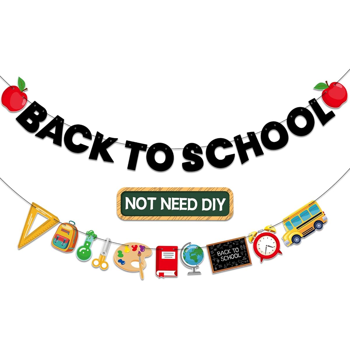 Funnlot Back to School Banner Not DIY Back to School Decorations Back to School Decorations 2 Strings for Home First Day of School Banner for Classroom Teachers Office Decorations