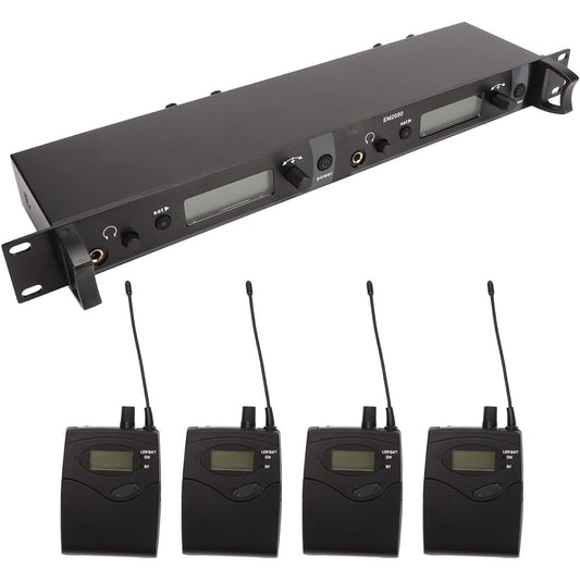 Wireless Earphone Monitor System, 4 Bodypack Stable Signal Reduce Distortion Stage Ear Monitoring System Hole Metal 100-240V UHF (US Plug)