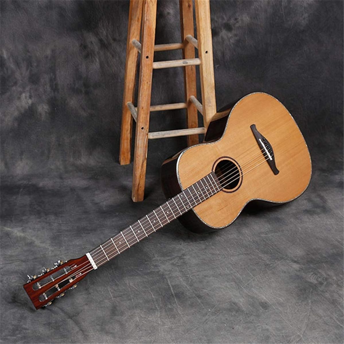 Acoustic Guitar Single Board Folk Retro Guitar Can Be Installed Electric Box 38 Inch Round Acoustic Guitar Classic Guitar (Color: Natural, Size: 38 inches)