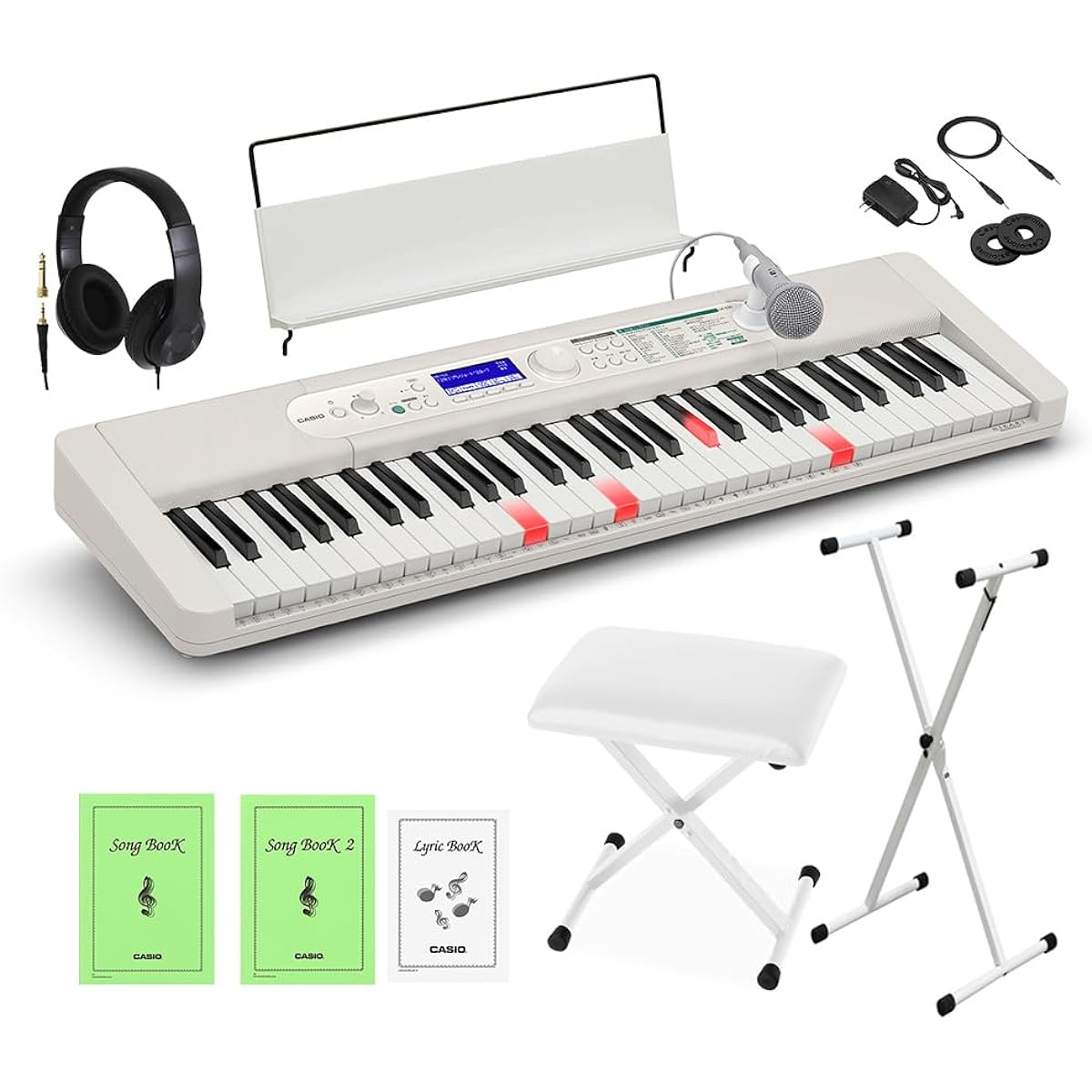CASIO LK-530 White Stand, White Chair, Headphone Set Casio