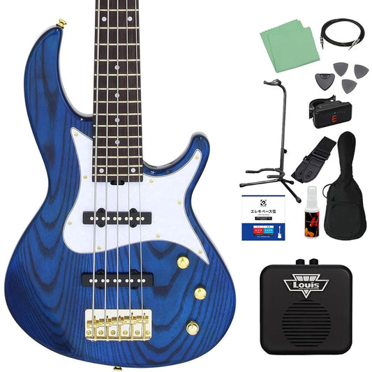 AriaPro2 RSB-42AR/5 SBL 12-piece 5-string bass beginner set [with mini amp] AriaPro2