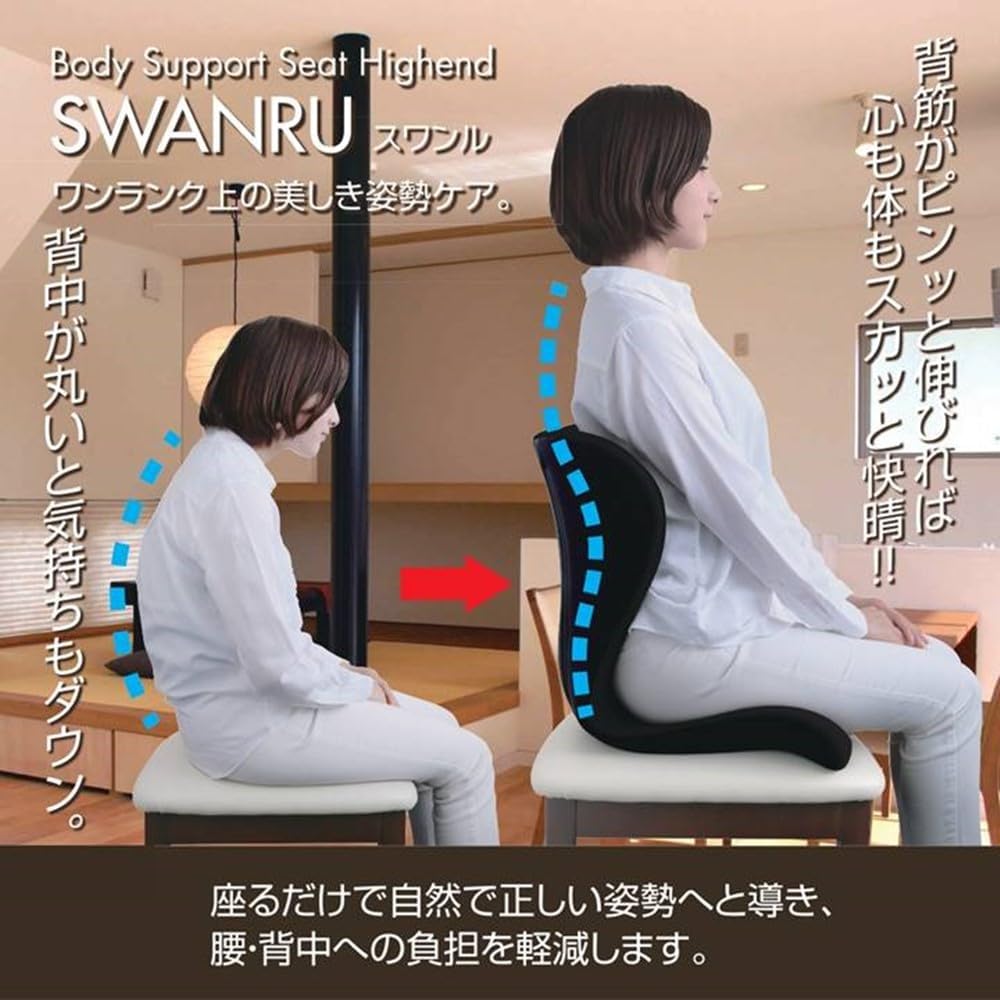 AiS to you Correction Cushion Support Chair Support Cushion SWANRU Body Support Seat High End Multilayer Structure Pelvic Correction Posture Correction Lower Back Pain Relief Hunchback Cushion Seat (Black)