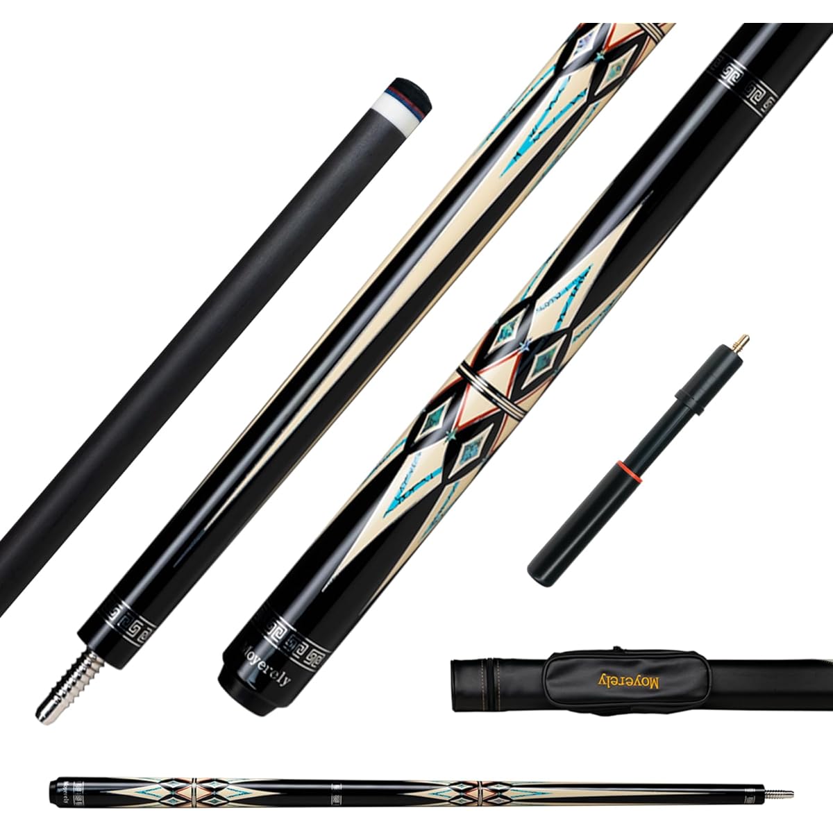 Moyerely Carbon Fiber Pool Cue 11.8mm/12.5mm Low Deflection Cue Stick Professional Pool Stick with Case