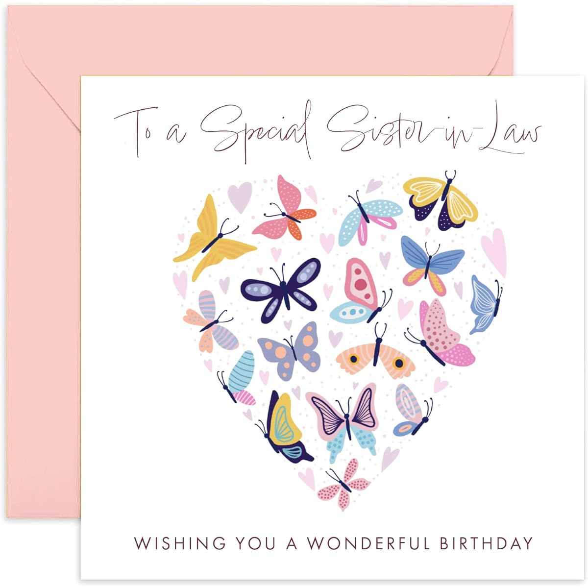 Old English Co. Butterfly Heart Special Sister-in-Law Birthday Card - 30th, 40th, 50th Adult Female Birthday Card | Happy Birthday Card for Women | Blank Inside & Envelope Included