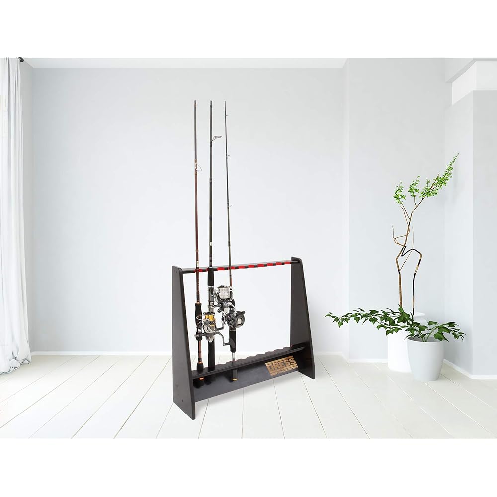 [DRESS] "New Life Support Sale" Wooden Rod Stand 10 Pieces Black Rod Holder Rod Holder Fishing Tackle Storage Rod Stylish Room Interior