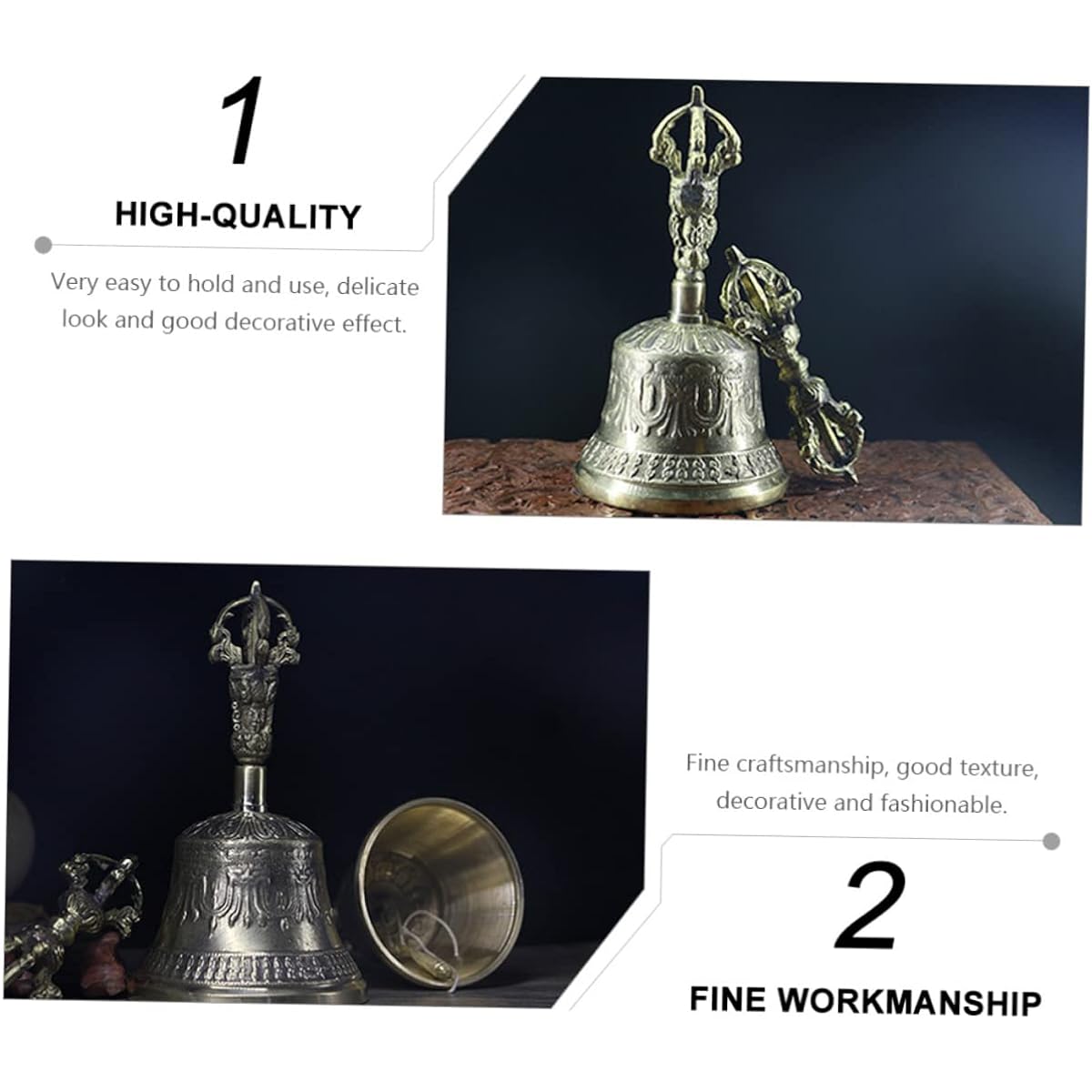 VICASKY 3pcs Vajra Yoga Bell Monk Bell Vajra Bell Tibetan Hand Bell Baby Suit Vajra Mindfulness Bell Dorje Bell Dinner Bell Baby Rattle Bell Tingshabe