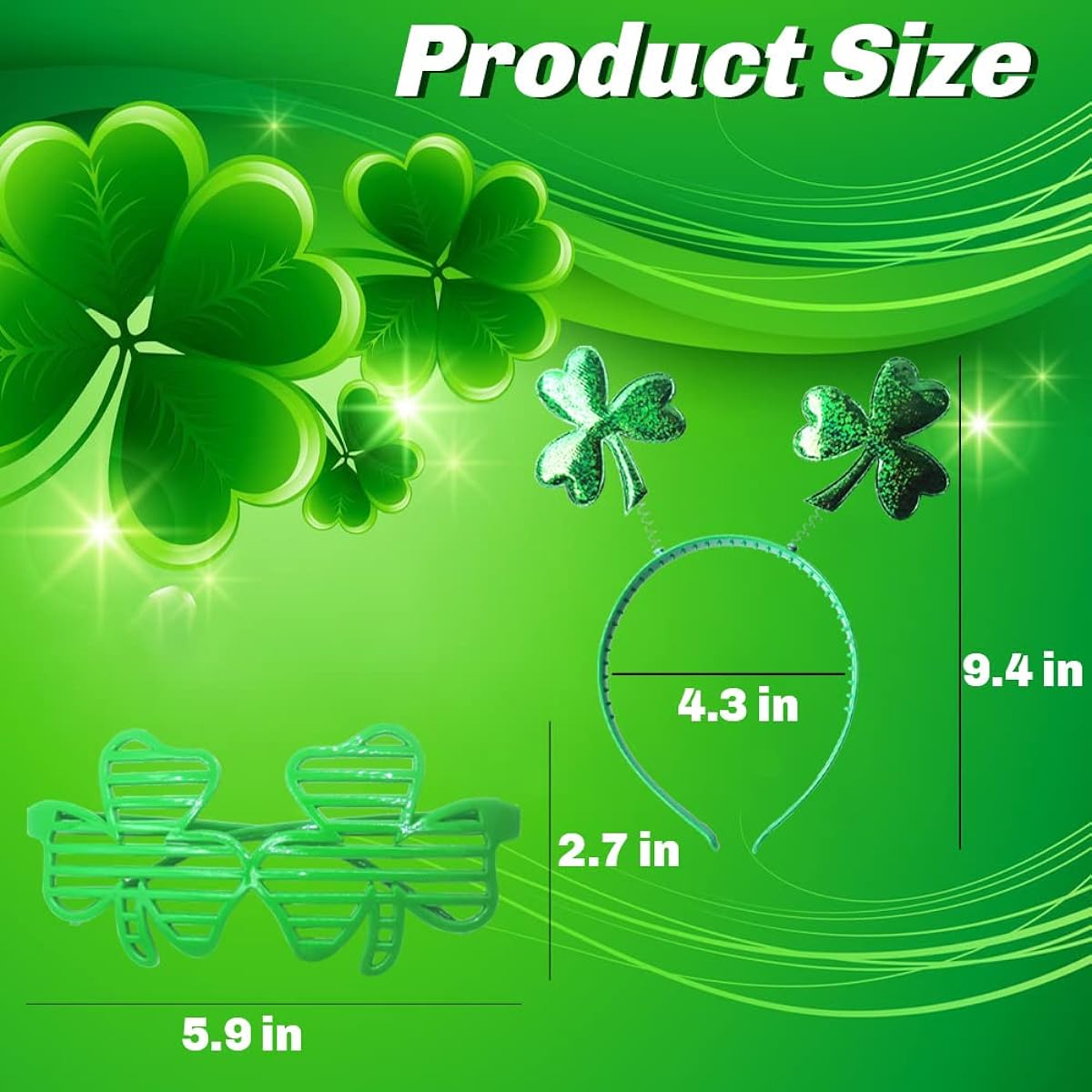 St. Patrick's Day Accessories Set, 12 Pieces, 6 Pieces St. Patrick Shamrock Headbands, St. Patrick's Day Party Favors, Decorations or Costume Accessories, Festival Events