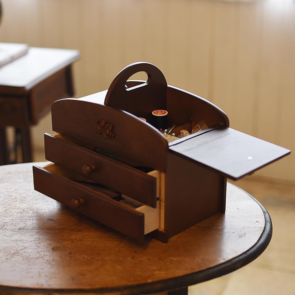 Narika Chatani Sangyo Japanese Wooden Sewing Box 020-301