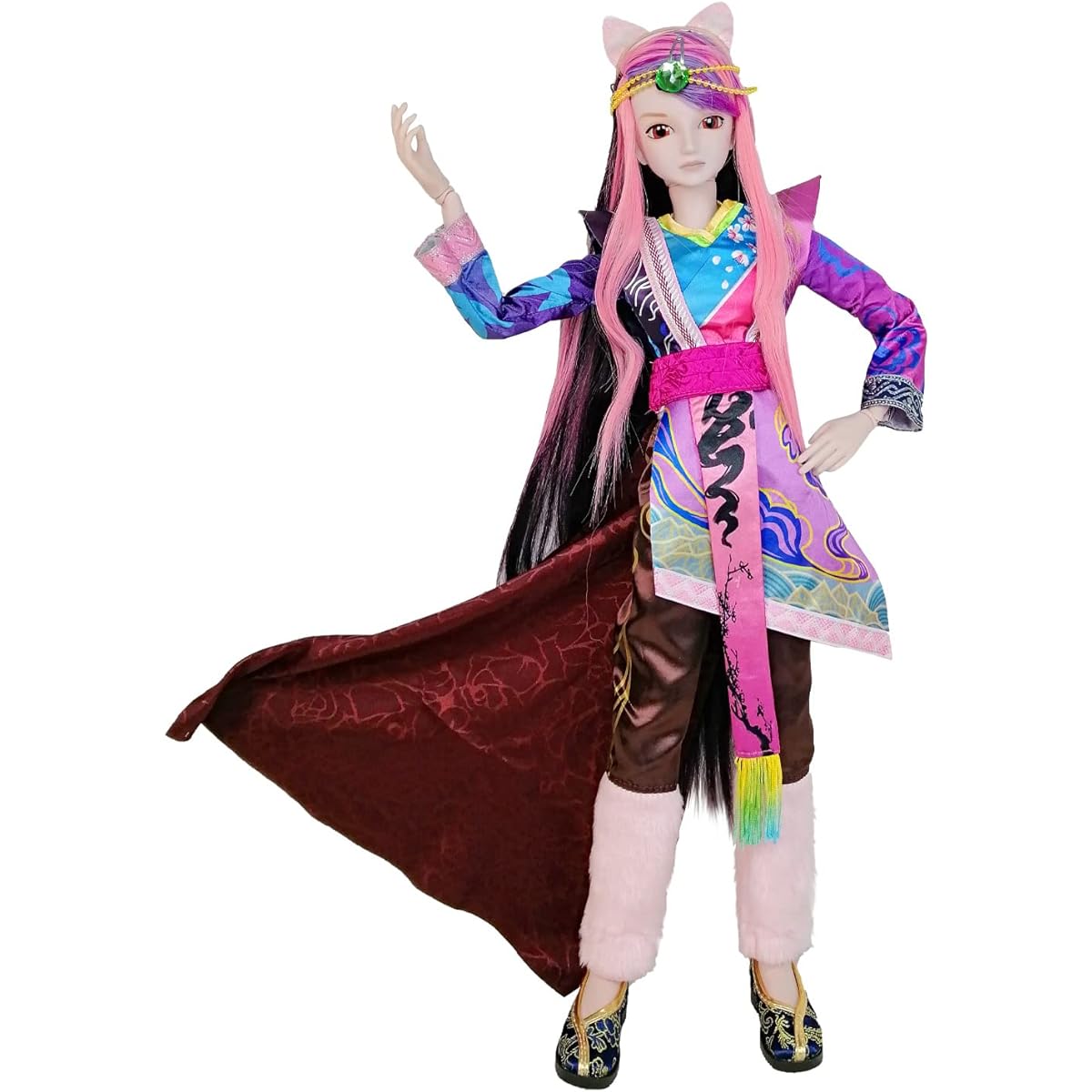 Proudoll 1/3 BJD Doll 60cm 24inch Male Ball Joint SD Doll 22 Joint Moves PVC DIY Doll Customized Ancient Costume Style Long Straight Wig Boy Action Figure + Wig + Clothes + Basic Makeup