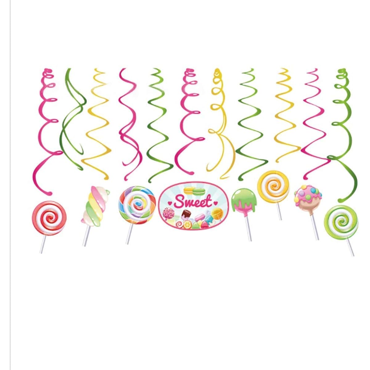 CandyLand 30pcs Hanging Swirl Decorations Lollipop Decorations for Girls, Boys, Kids, Home, Classroom, Office, Baby Shower