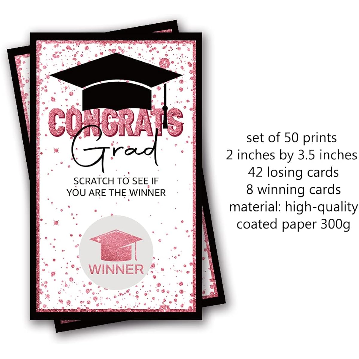 Graduation Party Scratch Off Cards, 50 2" x 3.5" Graduation Party Game Supplies Cards, Funny Graduation Party Game Cards for High School or College Graduation Party (DLM183)