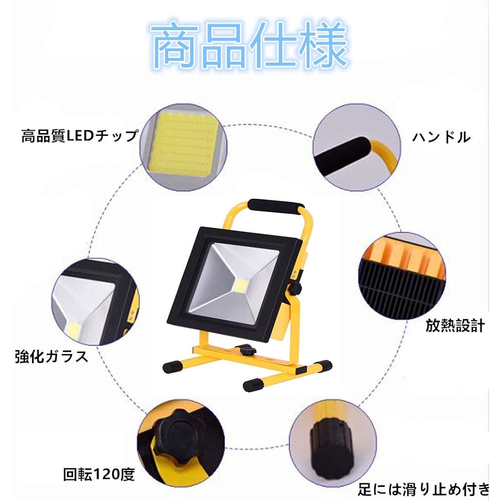 Makilight LED Floodlight 50W Rechargeable Light LED Work Light COB Chip Portable Floodlight Ultra Thin Built-in Battery Portable Mobile Charging Work Light Sign Light Emergency Light Disaster Prevention Night Work Fish Collection Night Fishing Car Emerge