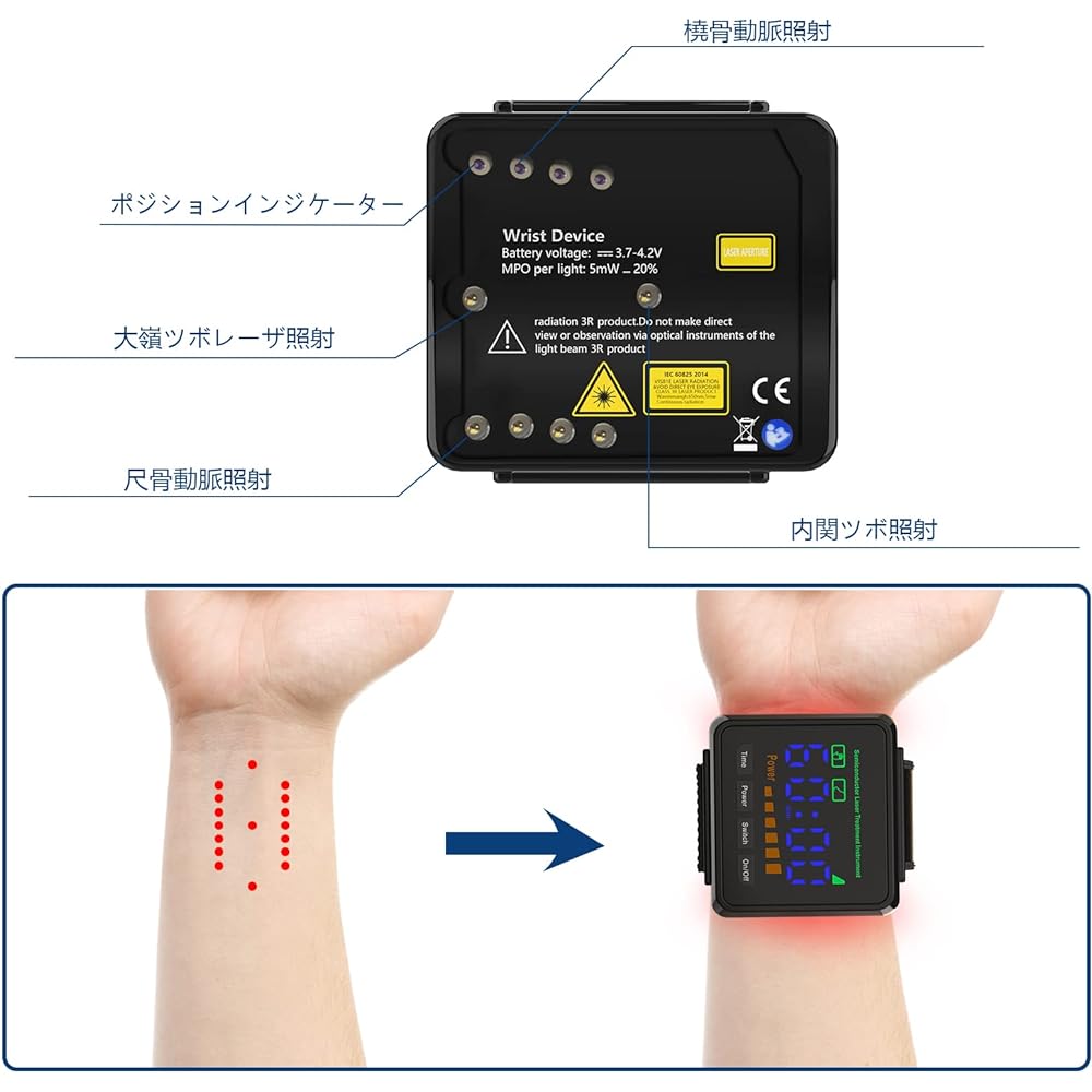 Semiconductor laser red LED wrist type acupoint irradiation red light led 650nm red light lamp infrared lamp wrist type infrared birthday celebration Respect for the Aged Day Mother's Day Father's Day present