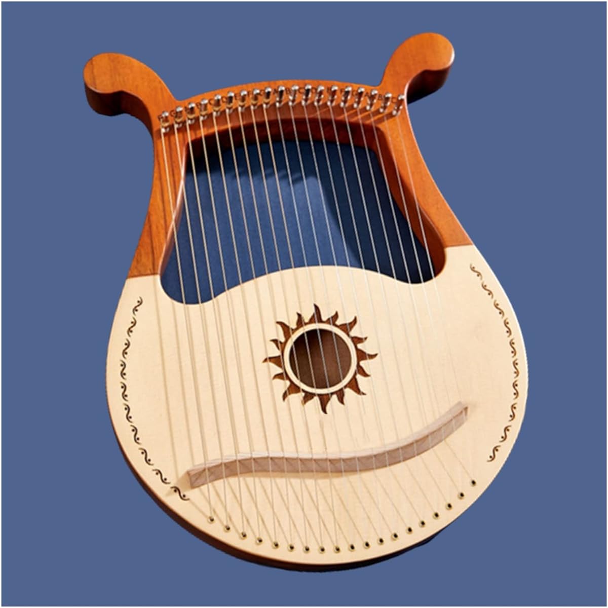 WowZza 16/19/21/24 String Lyre Harp Wooden 21 String Harp Musical Beginner Instrument Lyre Harp for Beginners/19 String 4