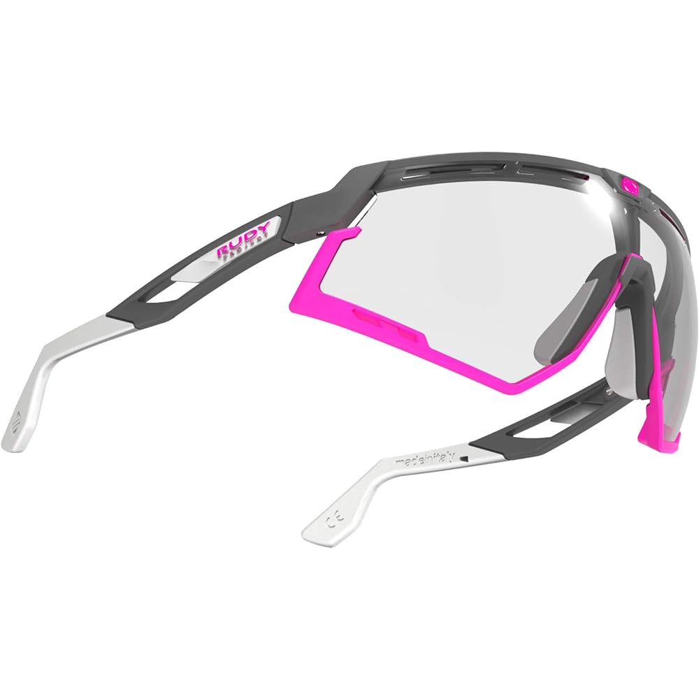 RUDYPROJECT Sports Sunglasses DEFENDER Piyombo Matte Frame/White/Bumper Fuchsia Impact X ® 2 Dimmable Black Lens SP527375-0001