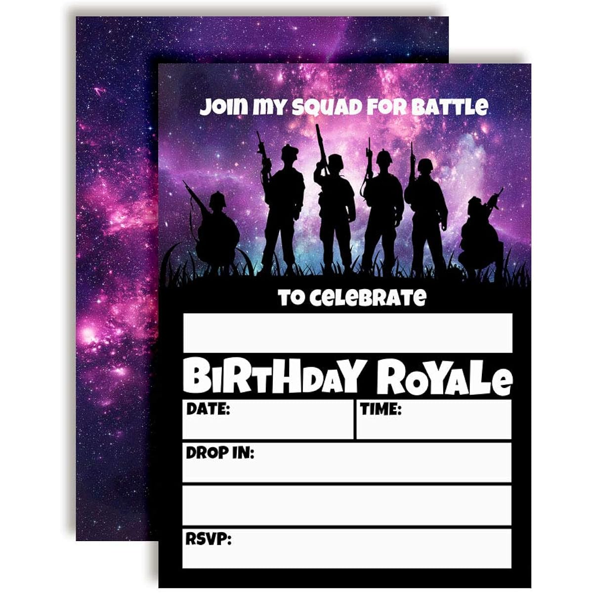 AmandaCreation Galaxy Fort Battle Video Game Birthday Party Invitations 20 Pieces 5"x7" 20 on Cards with White Envelopes Video Game Party Supplies