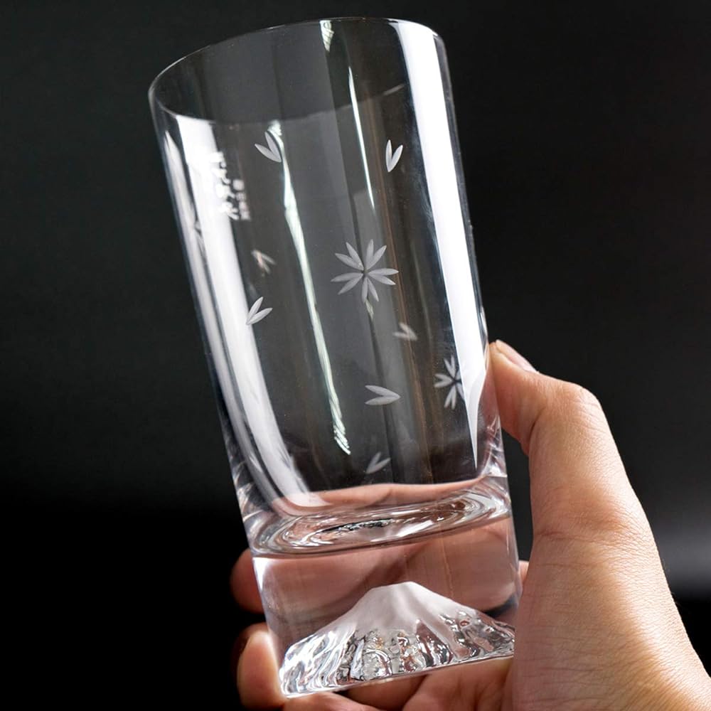 Fuji Glass, Tajima Glass, Mt. Fuji Tumbler Glass, Plain x Cherry Blossom Fuji Tumbler, Set of 2, Souvenir Grand Prix, Edo Glass, Cutter, Whiskey Glass, Rock Glass, Sake, Beer, Father's Day, Mother's