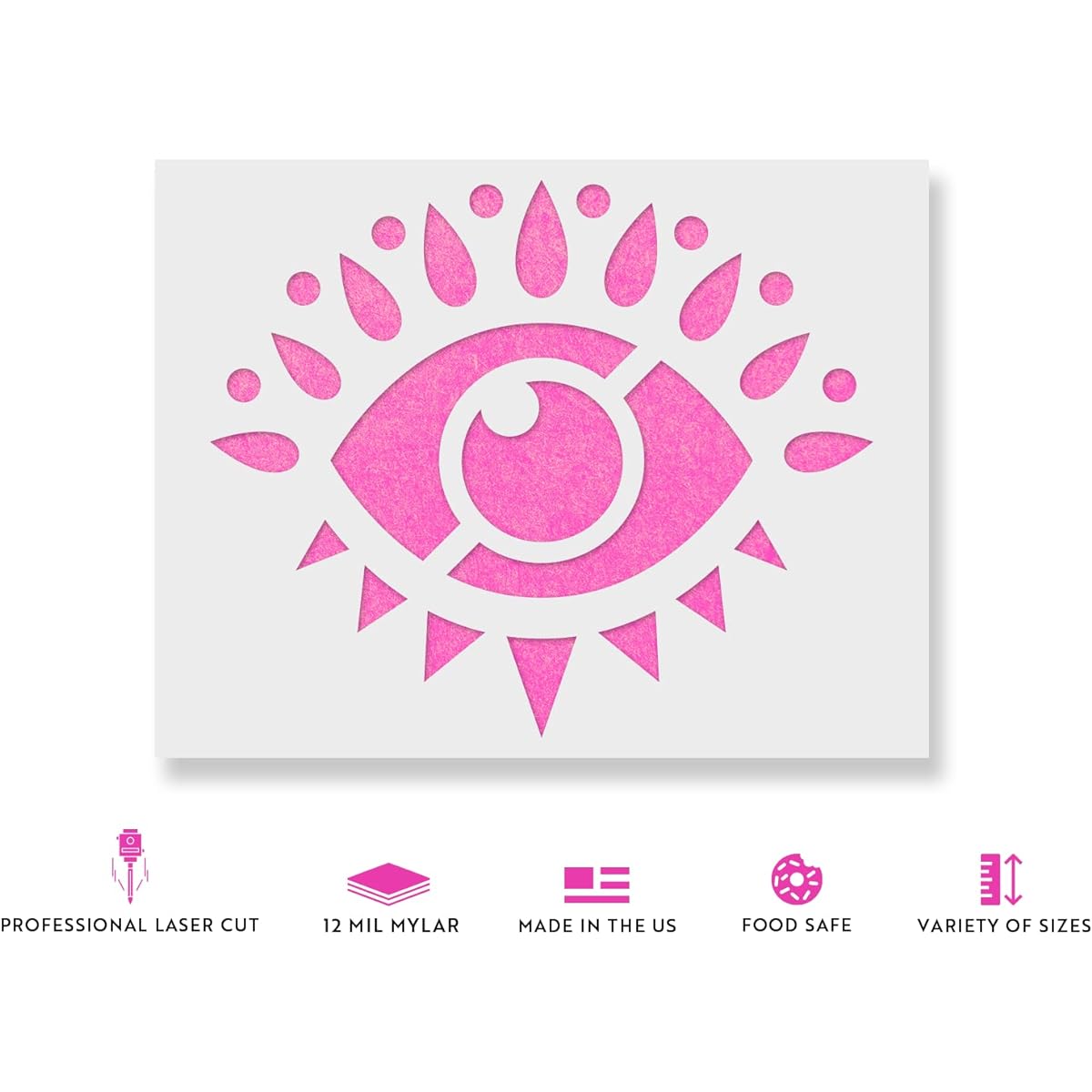 Ramybe Evil Eye Stencil - Reusable Stencil for Painting - DIY Ramybe Evil Eye Home Decor 36"x24" White