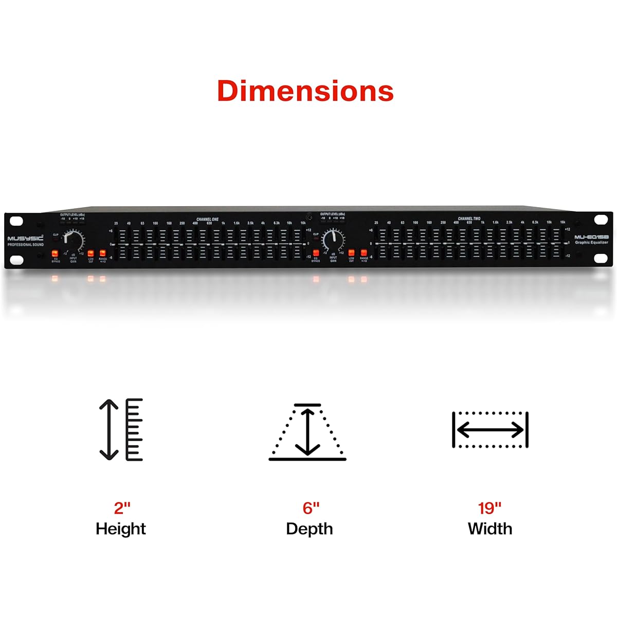 MUSYSIC MU-EQ15B Professional Dual 15 Band Stereo Graphic Digital Equalizer