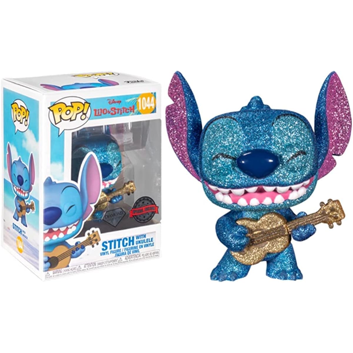 Ukulele Diamond Glitter Pop! Vinyl Figure Lilo & Stitch - Entertainment Earth Exclusive