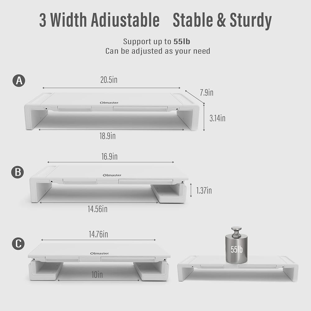 OImaster Display Stand Standpipe 3.0 USB Hub, C Type Data Port, Oimatser Foldable Computer Display Standpipe, Length Adjustable Computer Stand with Storage Drawer and Pen Groove, Phone Stand for Computer, Desktop, Laptop, Space Saving