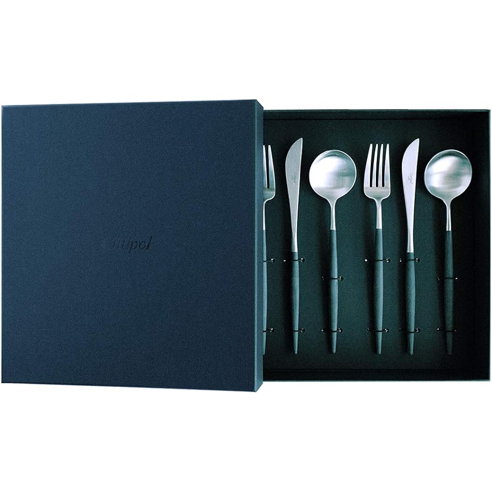 Cutipol GOA Dinner 6 Piece Set (Dinner Knife/Fork/Spoon 2 each) in Cosmetic Box (Black x Silver)