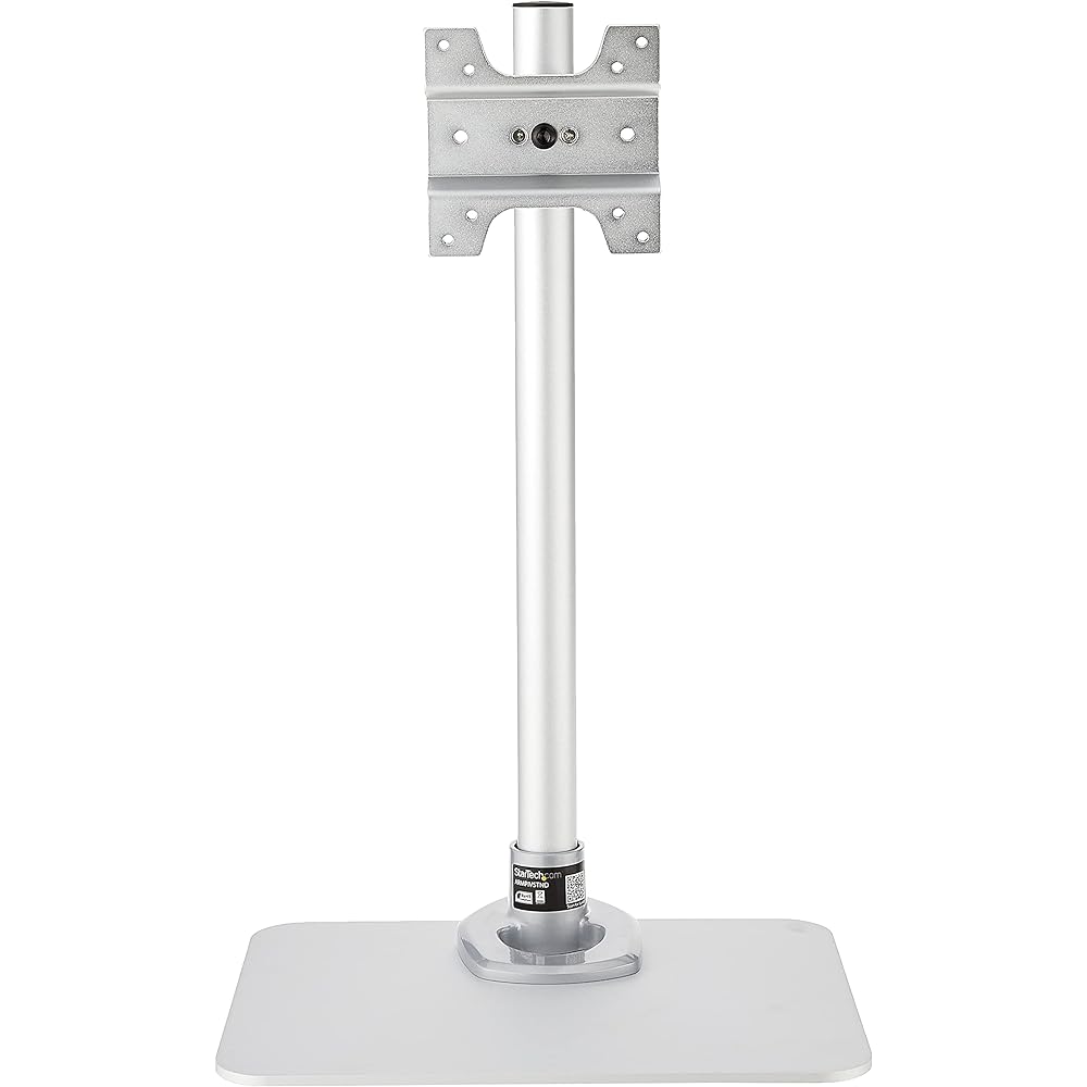 StarTech.com Single LCD Monitor Stand, Adjustable Angle and Height, Compatible with 12-34 inch VESA Standard Monitors, Premium Steel, Silver ARMPIVSTND